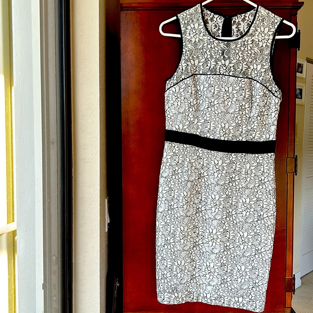 GORGEOUS! Don't miss this! Banana republic navy blue & white laced elegant dress